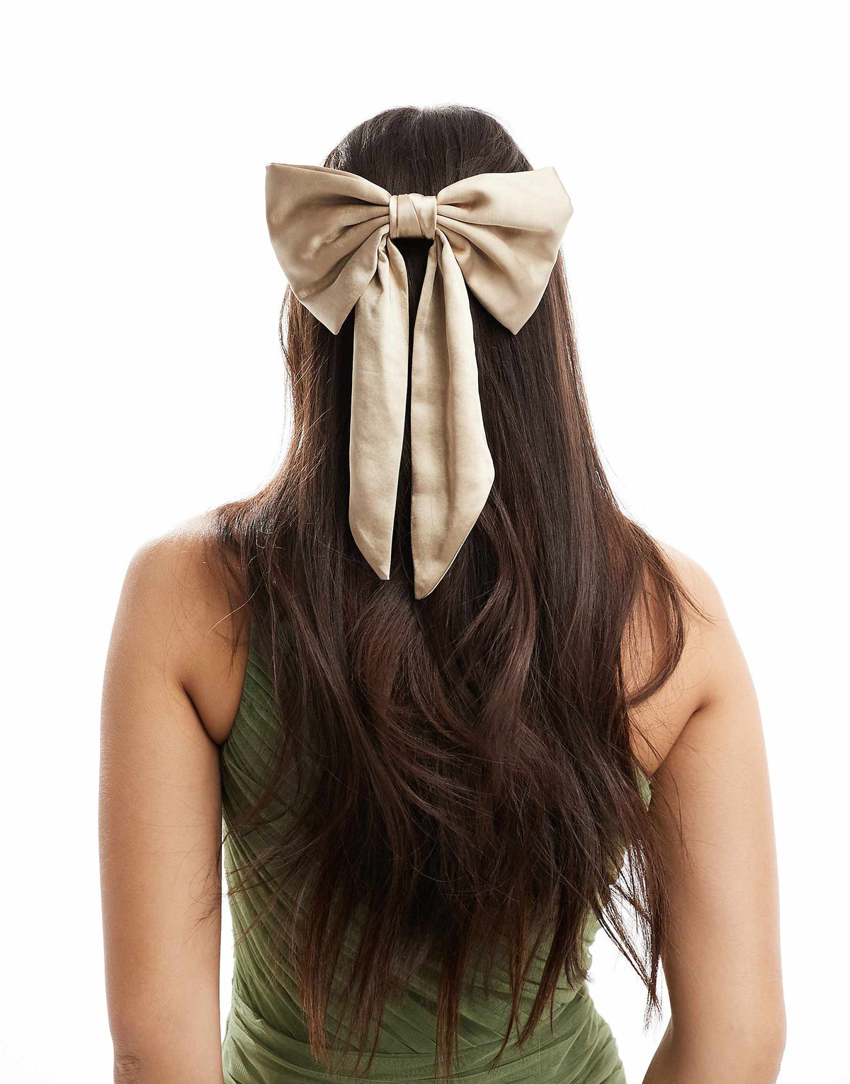 Six Stories Bridesmaid satin hair bow clip in gold