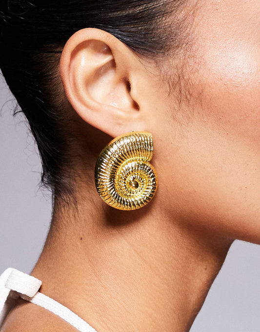 Kaiia exclusive oversized shell stud earrings in gold