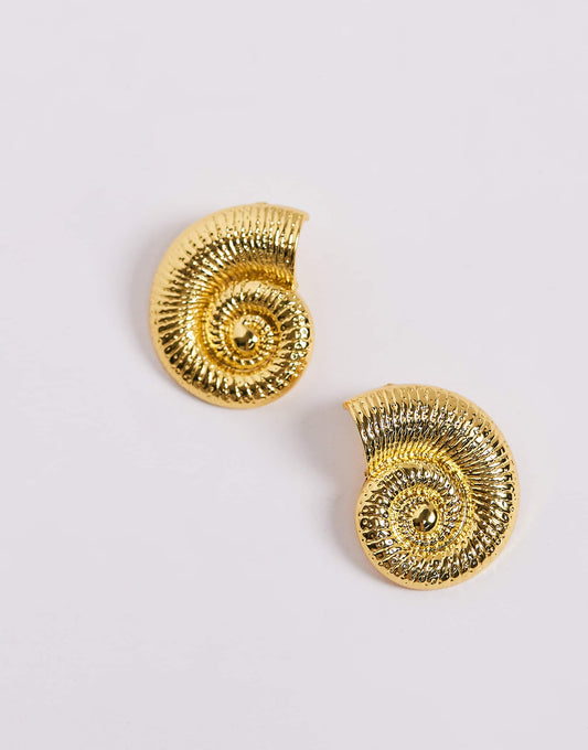 Kaiia exclusive oversized shell stud earrings in gold