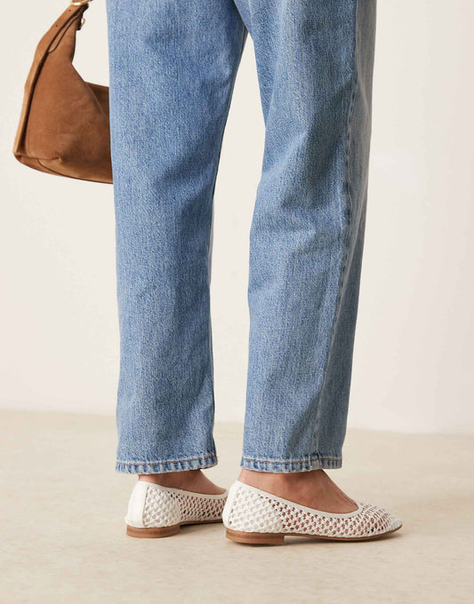 ASOS DESIGN Lagoon weave ballet shoes in white weave