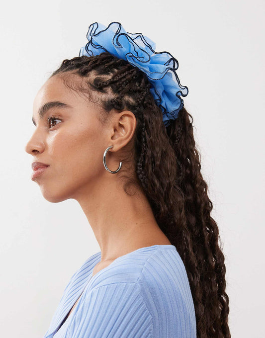 Reclaimed Vintage oversized scrunchie with contrast trim in blue