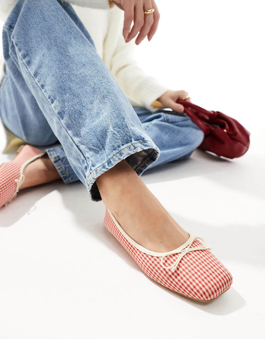 Cotton On milley ballet pump in red gingham