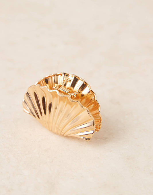 DesignB London sea shell hair claw clip in gold