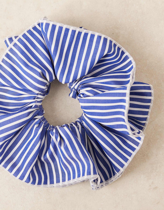 DesignB London navy and white stripe scrunchie