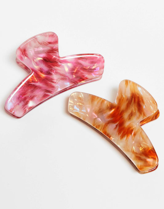 Accessorize marble resin hair claw 2 pack in multi