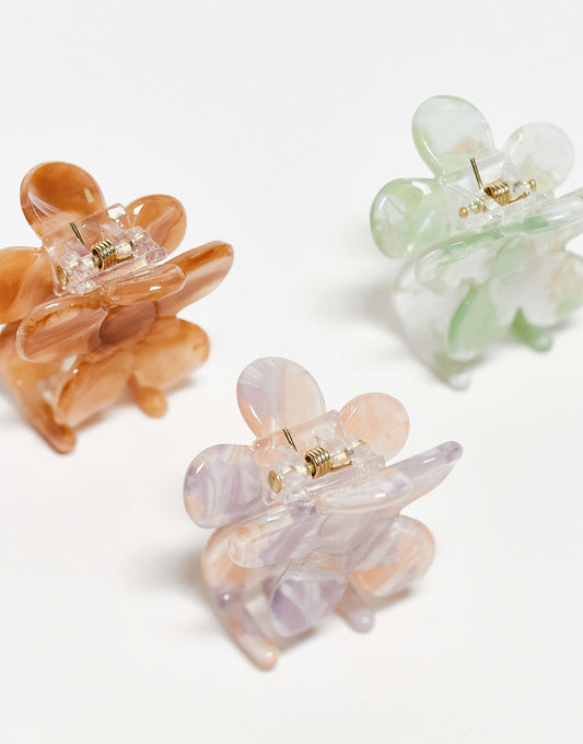 Accessorize mini flower hair claw 3 pack in multi