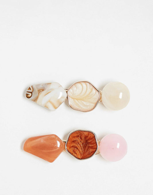 Accessorize mixed stone hair snap clip 2 pack in multi