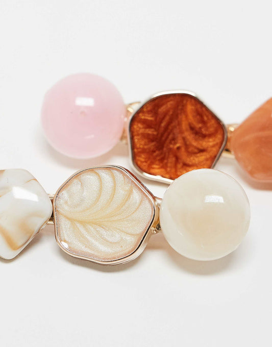 Accessorize mixed stone hair snap clip 2 pack in multi