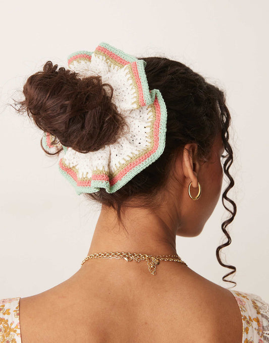 Accessorize crochet piped hair scrunchie in multi