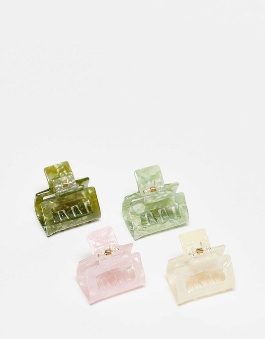 Accessorize resin hair claw 4 pack in multi