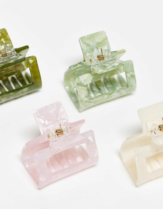 Accessorize resin hair claw 4 pack in multi