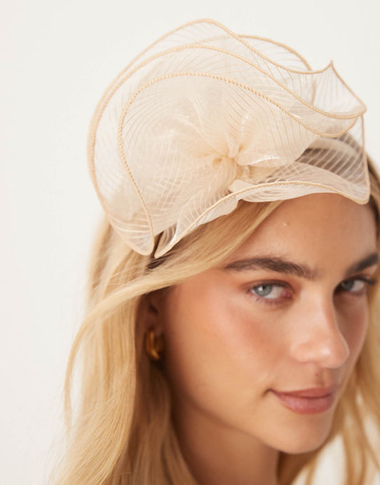 My Accessories plisse soft fascinator in champagne