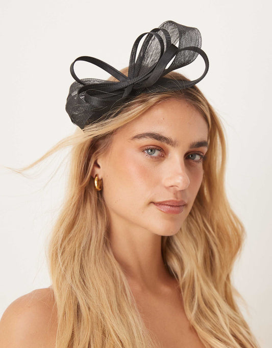 My Accessories swirl twist fascinator in black