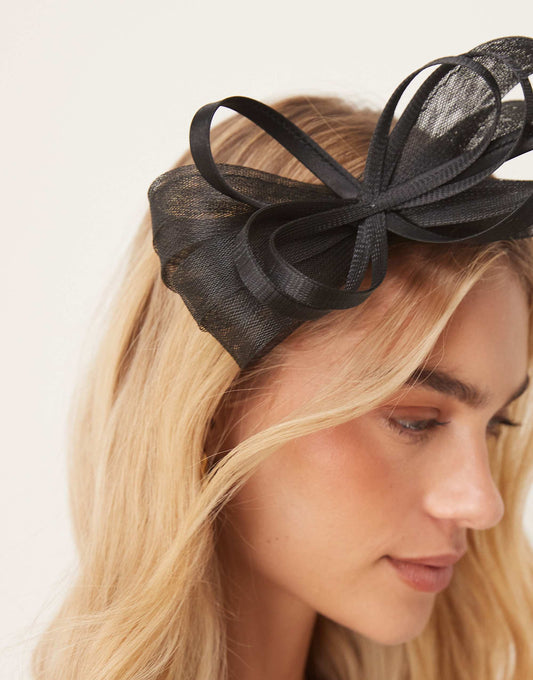My Accessories swirl twist fascinator in black
