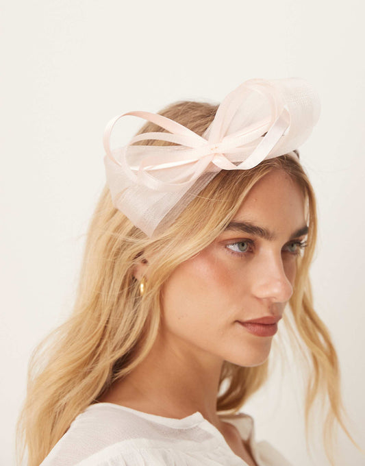 My Accessories swirl twist fascinator in light pink