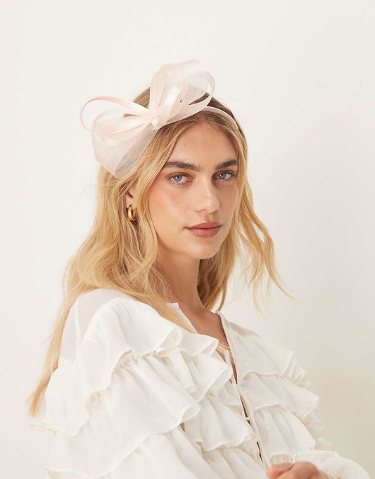 My Accessories swirl twist fascinator in light pink