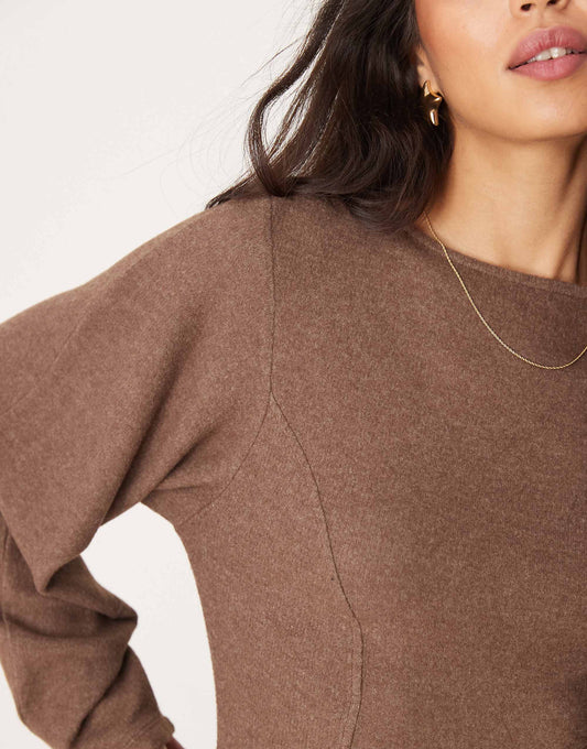 ASOS DESIGN supersoft cocoon sleeve fit and flare mini dress in chocolate