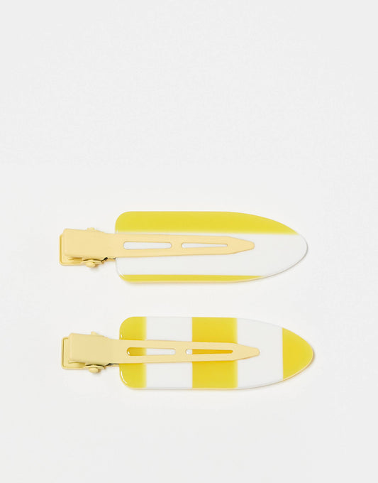 Sui Ava 2 pack stripe hair clips in yellow