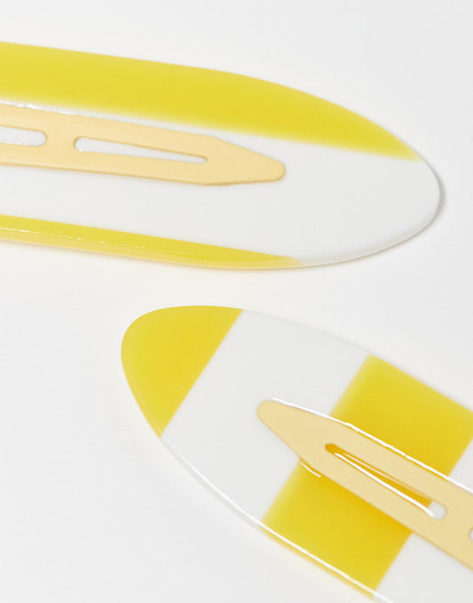 Sui Ava 2 pack stripe hair clips in yellow