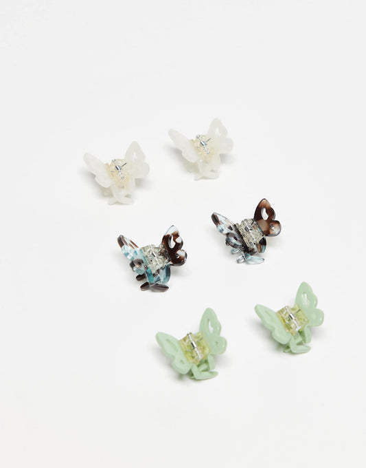 Sui Ava 6 pack tiny butterfly hair claws in multi