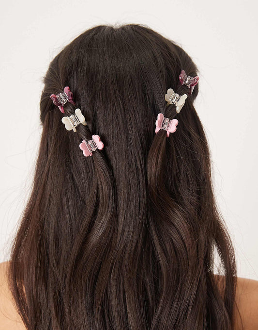 Sui Ava 6 pack tiny heart hair claws in multi