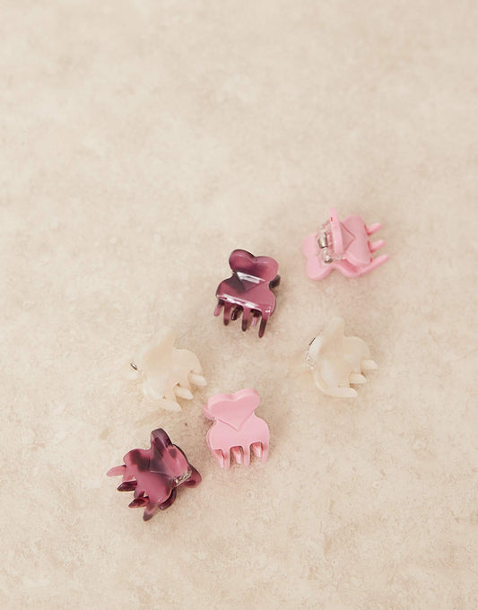 Sui Ava 6 pack tiny heart hair claws in multi