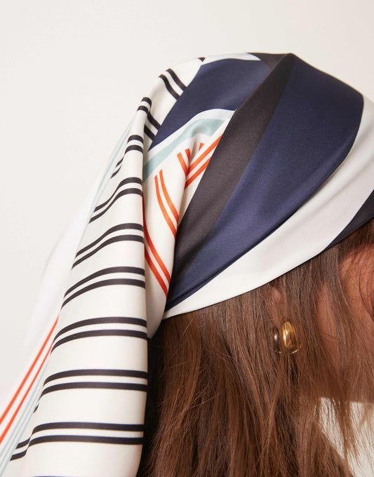 ASOS DESIGN large headscarf in spliced stripe print