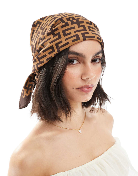 ASOS DESIGN medium headscarf in monogram print
