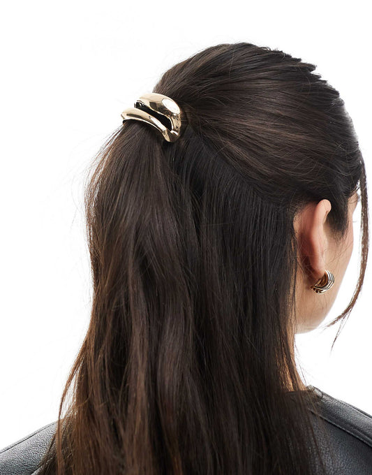 ASOS DESIGN hairband cuff with minimal detail in gold tone