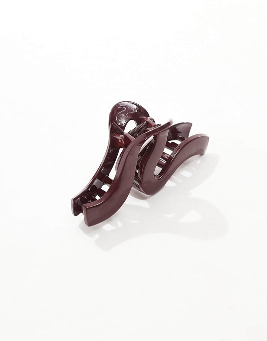 ASOS DESIGN XL hair claw with wave detail in burgundy
