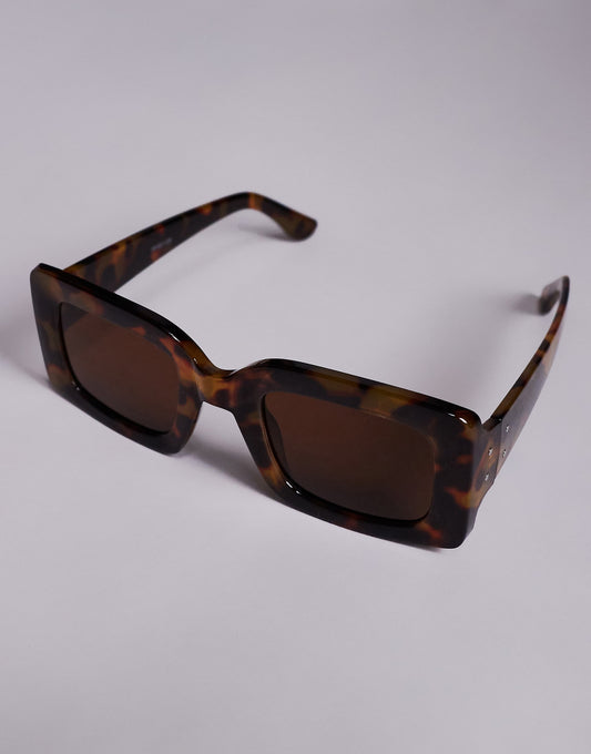 Kaiia chunky rectangle sunglasses in tort brown