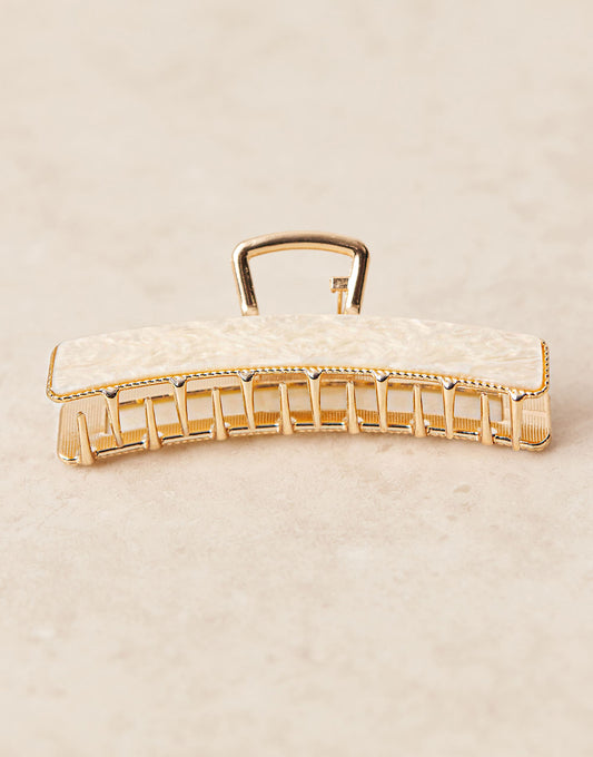 ASOS DESIGN hair claw with faux pearl detail in gold tone