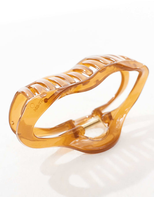 ASOS DESIGN hair claw in abstract design in brown
