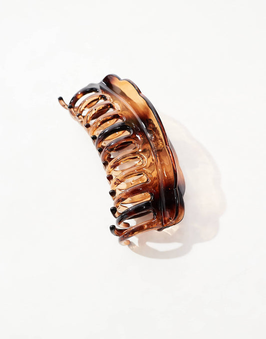 ASOS DESIGN XL hair claw with scallop edge in tort