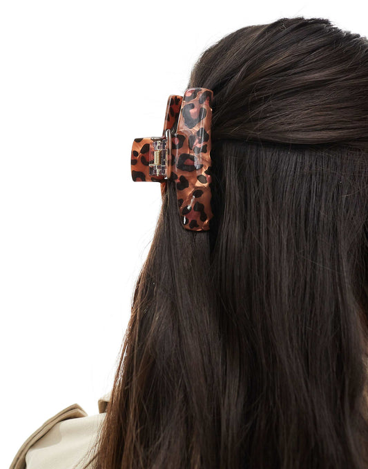 ASOS DESIGN hair claw in leopard print