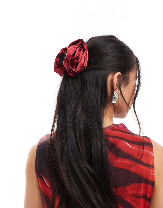 ASOS DESIGN corsage hair claw in red