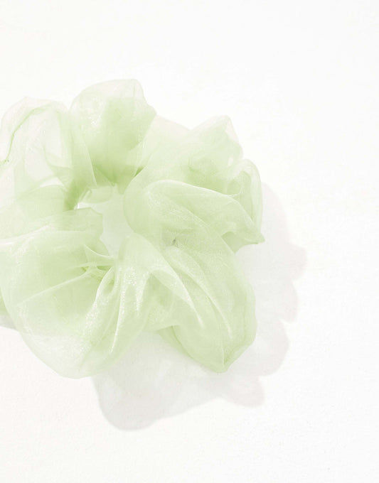 ASOS DESIGN oversized scrunchie hairband with textured organza in green