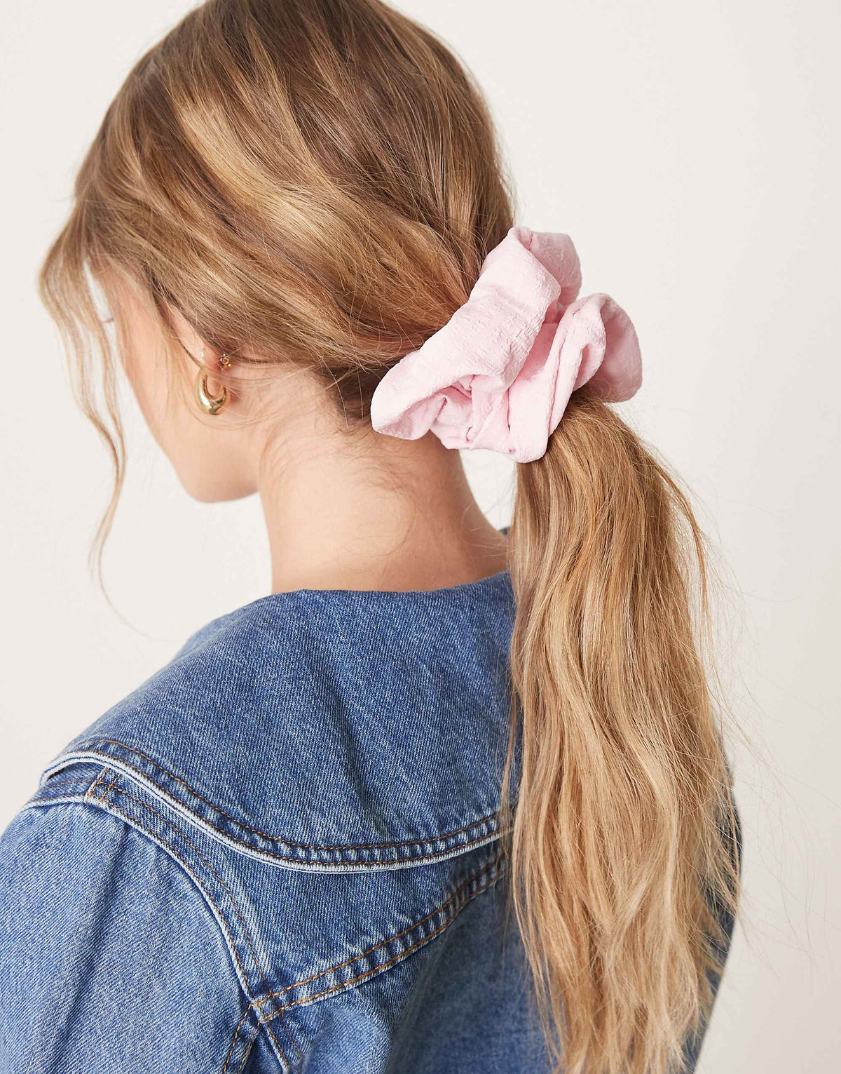 ASOS DESIGN scrunchie with crushed fabric in pink