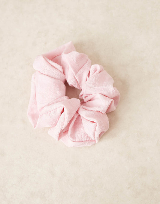ASOS DESIGN scrunchie with crushed fabric in pink