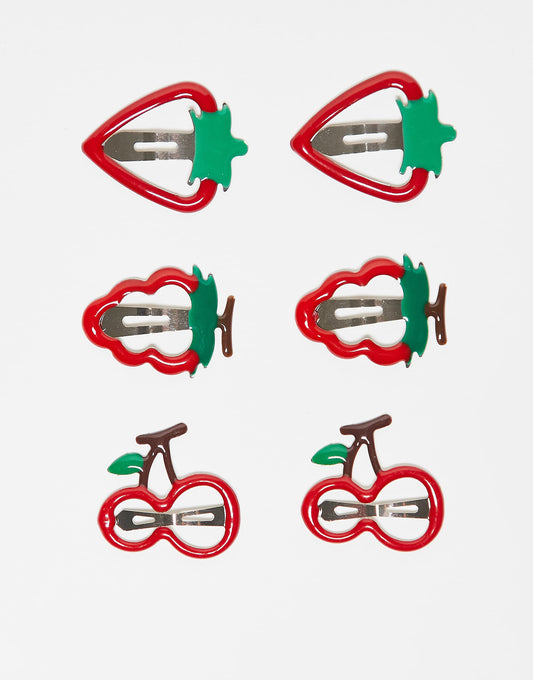 ASOS DESIGN pack of 6 fruit hair clips
