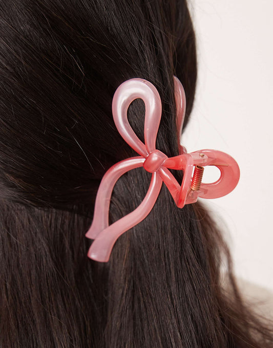 ASOS DESIGN bow hair claw clip in pink