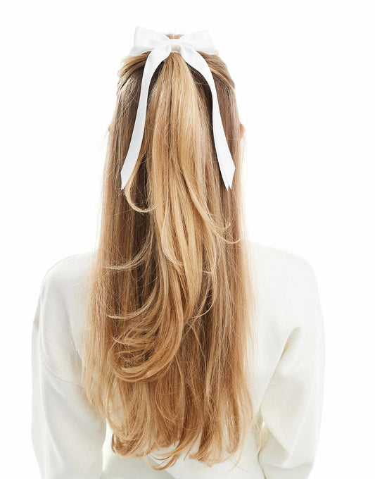 ASOS DESIGN hairband with bow detail in white