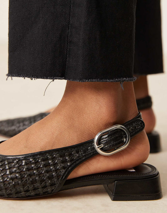 ASOS DESIGN Leonora slingback ballet in black weave