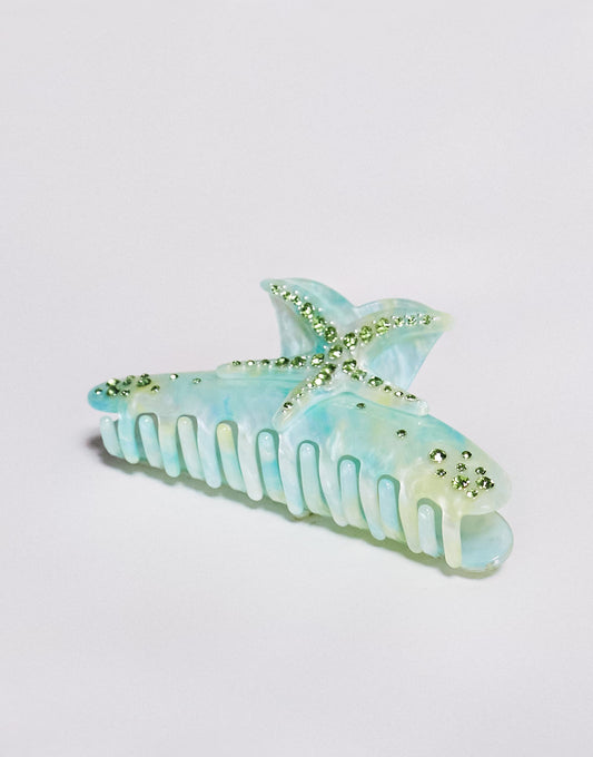 Kaiia starfish diamante starfish hair claw clip in blue and green