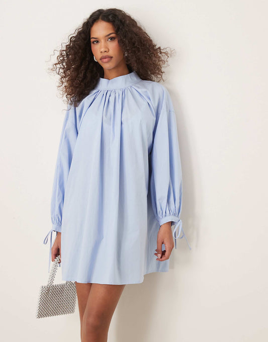 Ghospell oversized mini dress in powder blue