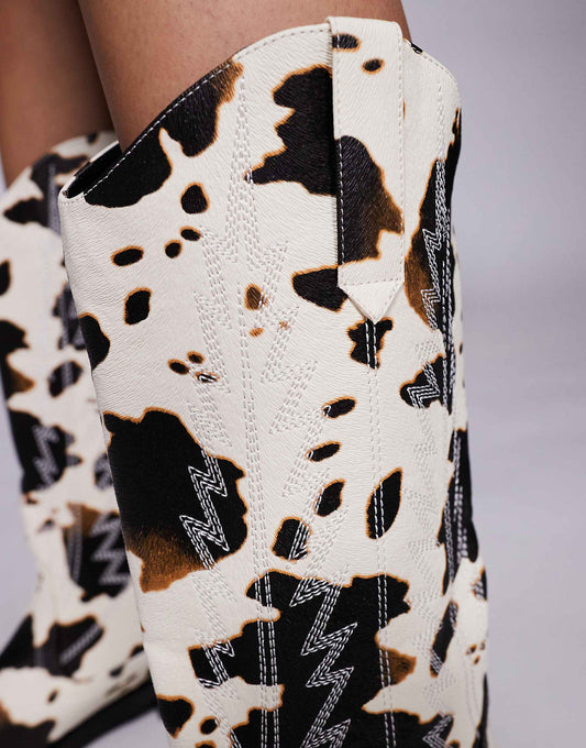 Public Desire Koiboi western ankle boots in cow print