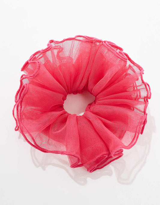 ASOS DESIGN oversized scrunchie with double frill in pink