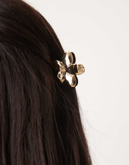 ASOS DESIGN flower hair claw in gold