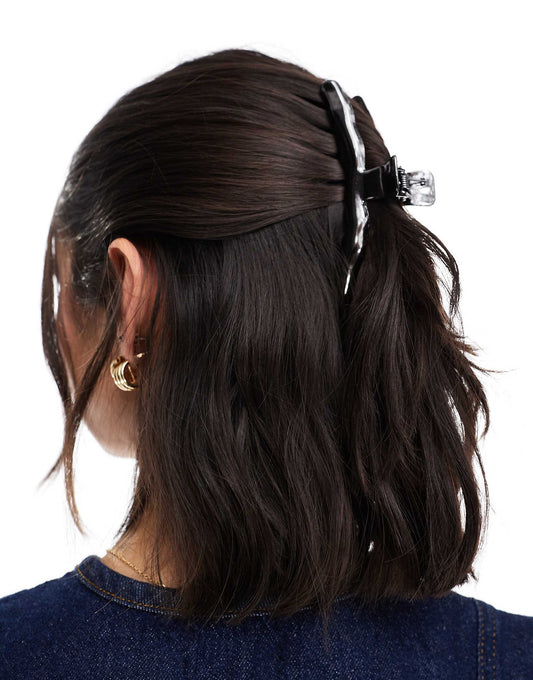 ASOS DESIGN hair claw in molten design in gunmetal