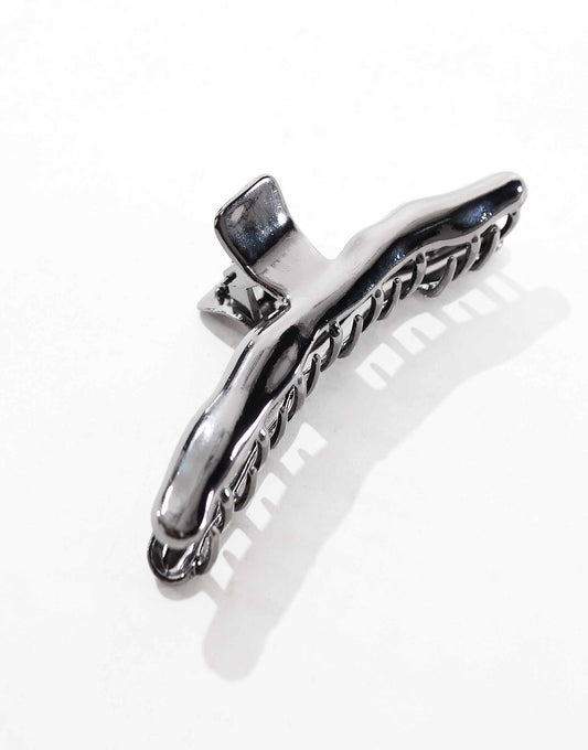 ASOS DESIGN hair claw in molten design in gunmetal